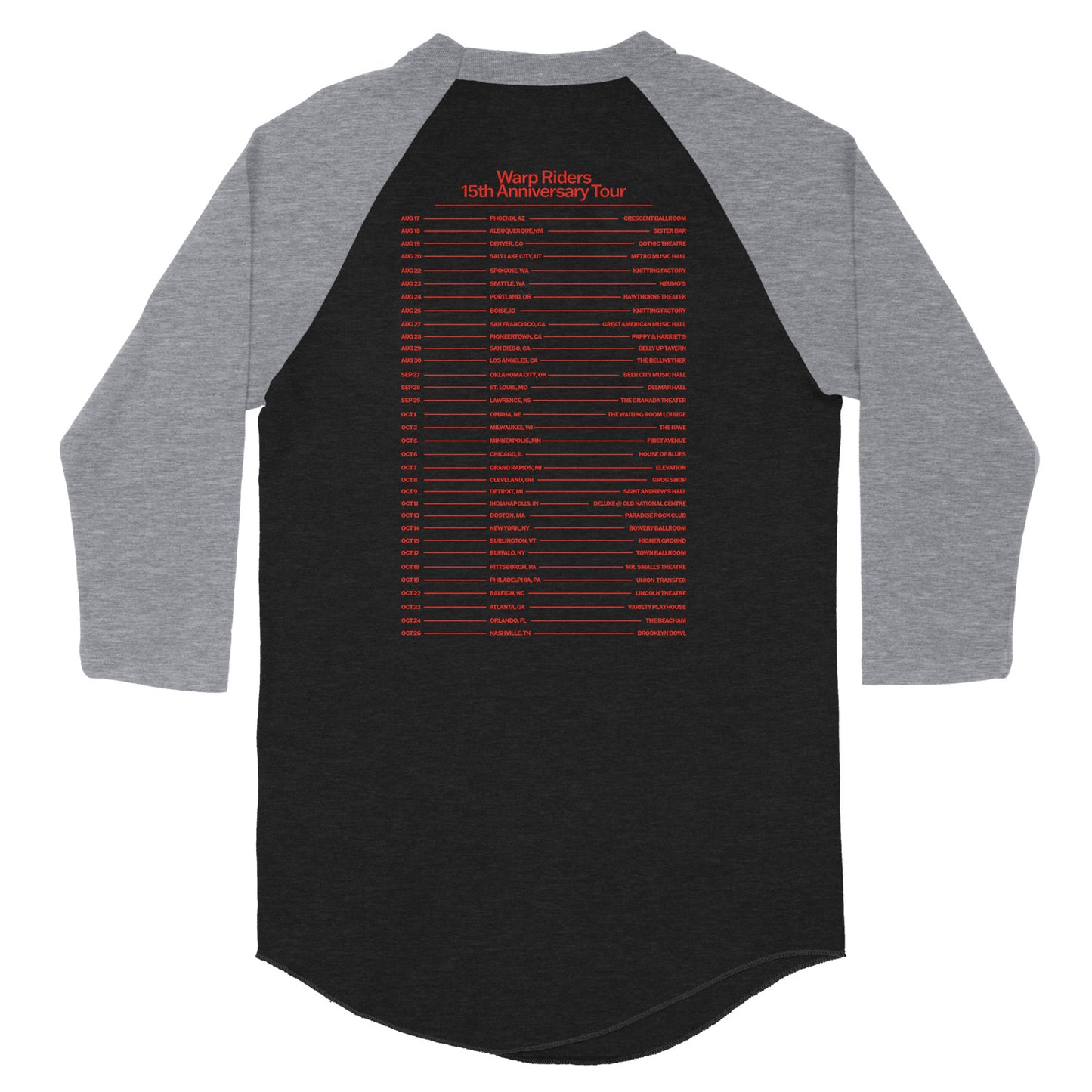 Warp Riders Fall 2025 Tour Raglan